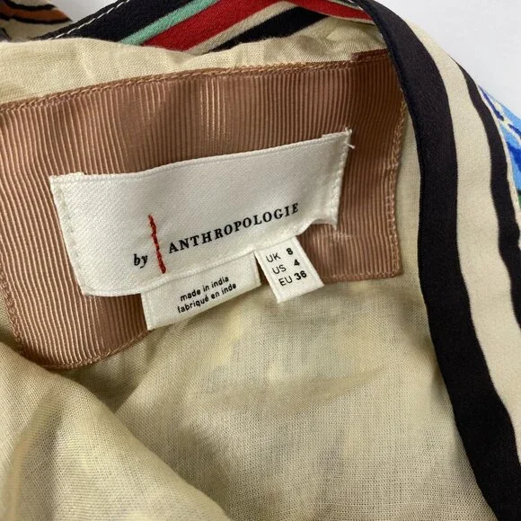 Anthropologie One Shoulder Printed Silk Dress US4 - Picture 5 of 9